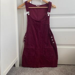 Very cute red/maroon overall dress